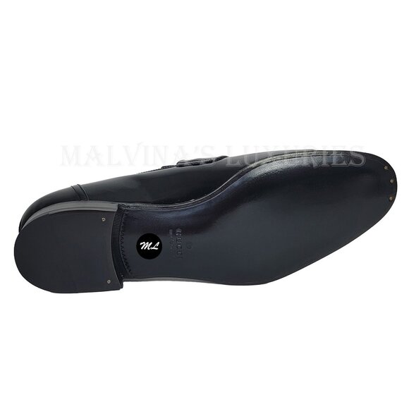 GUCCI SHOES MENS LOAFERS INTERLOCKING G LOGO BLACK LEATHER sz 12.5 US 13 - Picture 14 of 16